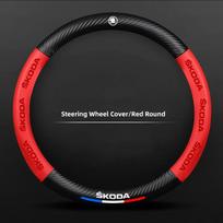 LQLT3 Carbon Fiber Car Emblem Steering Wheel Protective Cover For Skoda Octavia A5 Mk3 Fabia Yeti Kamiq Kodiaq Karoq Rapid Vrs Superb
