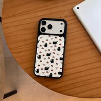 ins Cherry Bow Black Cat for Apple 17Promax Mobile Phone Case IP16/15plus Frosted PC Women 14 IPhone17ProMax