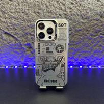 Line mechanical violence bear applies to Apple 17promax mobile phone case iPhone16 tide 14 colored silver 13 matte 15 IPhone17ProMax