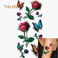 3D nuimamas vandeniui atsparus spalvingas kūno meno drugelio gėlių tatuiruotės lipdukas tatuiruotės