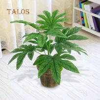 9 lapai / 1 vnt dirbtinis žalias augalas fatsijos lapų modeliavimas bonsai namų dekoro dekoravimas beige