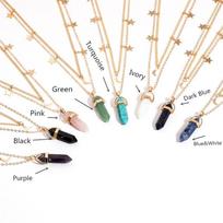 Boho Jewelry geometrinė akmens mėnulio ir žvaigždės daugiasluoksnė pakabukų kaklo grandinėlė moterims violetinė