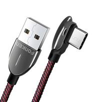 FONKEN 90 laipsnių C tipo laidas greito įkrovimo USB C lankstymo žaidimo įkrovimo kabelis nailono alkūnės duomenų laidas 0.6M