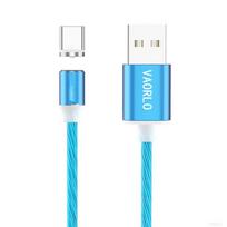 VAORLO žėrintis magnetinis įkrovimo laidas + kištuko kokybė, skirta Micro Type-C 8 kontaktų lengvo įkrovimo madingam USB įkrovimui Type-C žalia