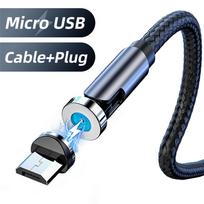 FONKEN 540o besisukantis magnetinis kabelis Micro USB magnetinis įkroviklio laidas besisukantis USB tipo C magnetinis laidas skirtas iPhone Xiaomi Samsung laidui 1M Cable+Micro USB Plug juoda