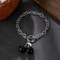 Bohemian Lady Sweet Cool Girl asmenybės dizainas Unikalus Sexy Hot Black Cherry OT Sagtimi pakabukas raktikaulio grandinės karoliai Bracelet sidabras