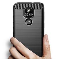 Skirtas Motorola Moto E7 Plus dėklas Prabangus anglies pluošto oda Minkštas silikoninis dangtelis smūgiams atsparus dėklas Moto E7Plus telefono dėkliams Moto E7 Plus juoda