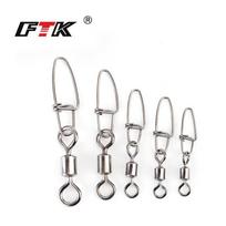 FTK 5 vnt. meškeriojimo kabliukas, lydekų žvejybos priedai nerūdijančio plieno pasukamas guolio kaiščio jungtis žuvies masalo pasukamas kabliukas 1#-5PCS