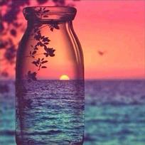 5D DIY Diamond Painting Sunset bottle view Diamond Embroidery  Cross Stitch Full Round Drill Manual Art Home Decor Gift Full Round 20x20CM brown