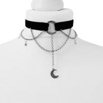 „Choker“ karoliai išskirtinis gotikinis stilius, individualus, švelnus, mėnulio formos moteriškas aksesuaras gray