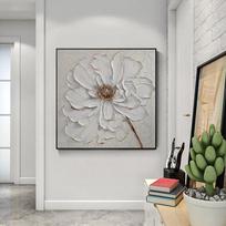 Šiuolaikinės baltos gėlės tapyba aliejiniais dažais Drobė Sienos Menas Tapyba Svetainės Viešbučio dekoro estetika 40cm×50cm No Frame gray