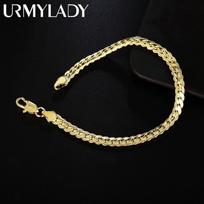 18K aukso 925 sterlingų sidabro 5 mm grandinėlės apyrankės madingi žavūs papuošalai 20cm auksas