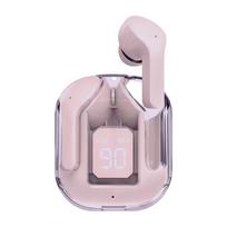 BT30 ENC triukšmą slopinantis belaidis Bluetooth 5.3 ausinės HiFi stereo ausinės Skaitmeninis ekranas Skaidrus įkrovimo dėklas TWS sportinės muzikos ausinės rožinė