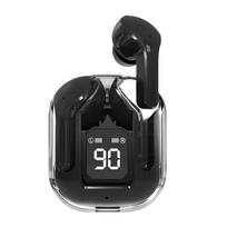 BT30 ENC triukšmą slopinantis belaidis Bluetooth 5.3 ausinės HiFi stereo ausinės Skaitmeninis ekranas Skaidrus įkrovimo dėklas TWS sportinės muzikos ausinės juoda