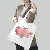 Heart Printed Women Shoulder Tote Bag Casual Fashion Canvas Large Capacity Shopping Tote Bag Party Travel Orange Handbag Gifts 24*26cm