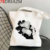 Jujutsu Kaisen pirkinių krepšys bolsas de tela daugkartinio naudojimo medvilnės perdirbimo krepšys bolso krepšys tinklelis reciclaje string audinys sacolas 24*26cm