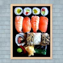 Japoniško maisto suši plakatai Modernaus restorano valgomojo dekoracija Lašišos krevečių drobės spaudiniai Sienos tapetai Namų lipdukai 21*30cm