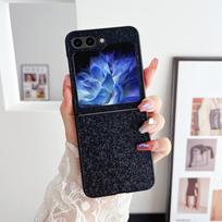Spalvingas Glitter Bling sulankstomas telefono dėklas, skirtas Samsung Galaxy Z Flip6 Flip5 Flip4 Flip3 smūgiams atsparus plonas kompiuterio kietas dangtelis Samsung Z Flip 4 juoda