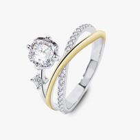 Fashion Two-color Happy Universe Planet Track Astronaut Couple Ring Luxury Personality Jewelry for Women Girl Best Gifts 10 sidabras