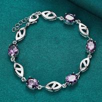 925 sterlingų sidabrinė violetinė cirkonio apyrankė, skirta moteriškiems papuošalams 20cm