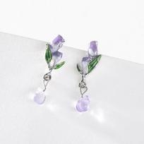 Pinkdudu Sweet Purple Tulp Drop Auskarai Romantiškas Mielas Emaline Akrilo pakabukas Gėlėtas Auskaras Moterims Papuošalai Dovanos PD1518 violetinė