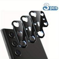 3vnt 3D fotoaparato apsauga, skirta Samsung Galaxy S24 S23+ S22 S21 FE 5G Plus Z Flip 3 4 5 A14 A24 A34 A54 Ultra Telefono nugarėlė Objektyvo dėklo dangtelis grūdintas stiklas Samsung S21 juoda
