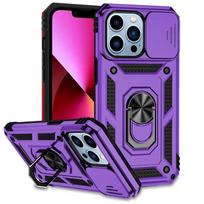 Stumdomas objektyvas, atsparus smūgiams šarvinis telefono dėklas, skirtas iPhone 15 14 13 12 11 Pro Max X XR XS Max 7 8 Plus TPU PC nuo kritimo žiedo stovo galinis dangtelis For iPhone 15 violetinė