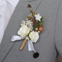 Boutonniere Corsage Pin Flowers Camellia Daisy White Tulp Rose Šilkinė gėlė