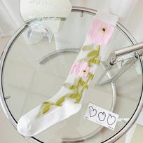 Vasarinės itin plonos nailoninės ilgos kojinės pėdkelnės permatomos skaidrios iki kelių kojinės gėlių rašto japoniškos Kawaii mielos kojinės One Size