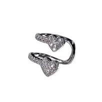 1 Pc Women Ear Clip Ear Cuff Rhinestone Heart Smooth Polished C-shaped Non-pierced Anti-slip Stainless Lightweight Hip Hop Lady Ear Clips Club Jewelry
