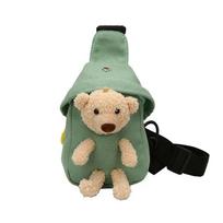 Naujas vaikiškas pliušinis krepšys Mielas pliušinis meškiukas krūtinės krepšys Crossbody krepšys korėjiečių berniukų mergaičių mini drobinis krepšys žalia