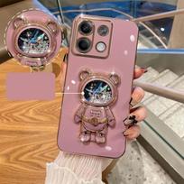 3D Quicksand Space Bear Case For Honor 200 Pro 200 Lite Galvaninis minkštas silikoninis mielas laikiklio dangtelis, skirtas Huawei Honor 100 Pro 90 Lite Honor 200 Lite violetinė