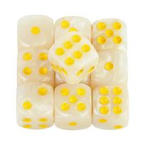 10 vnt. 6 sienų žaidimo kauliukų 16 mm marmuro akrilo D6 kauliukų rinkinys DND, RPG, stalo žaidimui ar matematikos mokymui balta