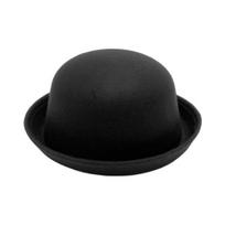 Plokščia Fedora kepurė grynos spalvos imitacija vilnos džiazo skrybėlė Unisex japoniško stiliaus plataus krašto moteriška apvali kepurė Vakarėliams Cosplay Bowler kepurė juoda