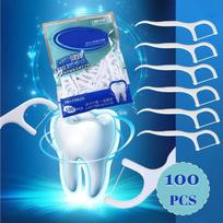100 vnt. Nešiojamų Vienkartinių Dantų Valymo Siūlų One Size blue