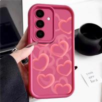 Skirtas Samsung S25 S22 Ultra Plus S24 S23 S21 S20 Fe A16 A15 A35 A34 A55 A54 A53 A56 Paprastos spalvos Love Heart smūgiams atsparus, nuo kritimo minkštas silikoninis telefono dėklas Samsung S25 karšta rožinė spalva
