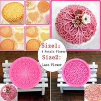 Flower Round Lace Cupcake Silicone Fondant Mould Cake Decor Baking Icing Mold 2