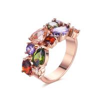 Dudu Butterfly Jewelry Mona Lisa Colorful Zircon Ring, European & American Gold-plated Creative Style for Women Opening rožinio aukso spalvos
