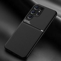 Patvarus neslystantis dėklas Samsung Galaxy S25 Ultra S24 FE S23 Plus dangtelis su įmontuotu magnetiniu automobiliniu laikikliu Fundas Coque Galaxy S24 juoda