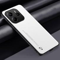 Prabangus PU odinis dėklas Xiaomi Redmi Note 14 4G Note14 galiniam dangteliui, silikoninė apsauga, telefono dėklas Redmi Note 14 5G Coque For Redmi Note 14 4G balta