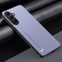 Prabangus PU odinis dėklas Samsung Galaxy S24 S23 S25 Plus S24 Ultra 5G galinis dangtelis matinis silikoninis telefono dėklas Samsung S23 FE S24 šviesiai violetinė spalva