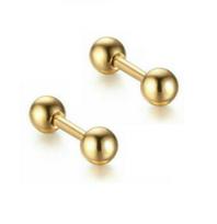 Nauji Bean lygūs apvalūs kamuoliukai saldainių spalvos unisex titano plieno poriniai auskarai 1.0mm diameter, 6mm length, 5mm ball auksas
