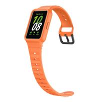 Silikoninis dėklas + dirželis, skirtas Samsung Galaxy Fit3 pakeičiamas sportinės apyrankės apyrankės diržas, integruota juosta, skirta Samsung Fit 3 oranžinė