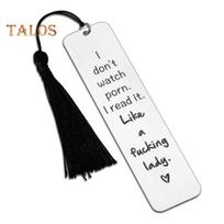 Engraved Metal Bookmark Gift I Don't Watch Porn Stainless Steel Book Mark with Tassel Pendant Bookworms Gifts for Men Women Reading Lovers A