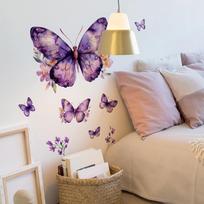 Fantazijos violetinis drugelis miegamasis svetainė įėjimas namų fonas pagražinimas dekoravimas sienų lipdukai 30*60cm/fun-b162