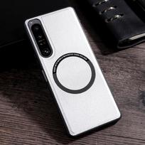Prabangus PU odos belaidžio įkrovimo magnetinis dėklas Sony Xperia 1 IV 5 III 10 II 10V 1V 5V 10VI 5VI VI smūgiams atsparus galinis dangtelis For xperia 5II sidabro baltos spalvos