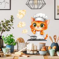 Animacinis virėjas katinas virtuvės restorano namų fono dekoracija sienos lipdukas 39*39cm /fun-f686