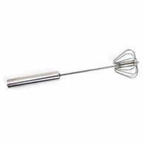 Hand Pressure Egg Beater Rotating Semi-Automatic Mixer Coffee Milk Mixing Egg Beater Hand Held Kitchen Baking Cooking Tools 25.5cmx6cm sidabras