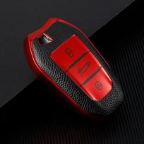 Naujas prabangus automobilio rakto dėklas dangtelis Peugeot 2008 3008 4008 5008 308 408 508 raktų pakabukui raudona