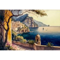 Amalfi kranto ir Toskanos vynuogynų kraštovaizdžio plakatas Italija Kelionės Sienos meno paveikslas Drobės tapyba Svetainei Namų dekoravimui 21cm×30cm NoFrame